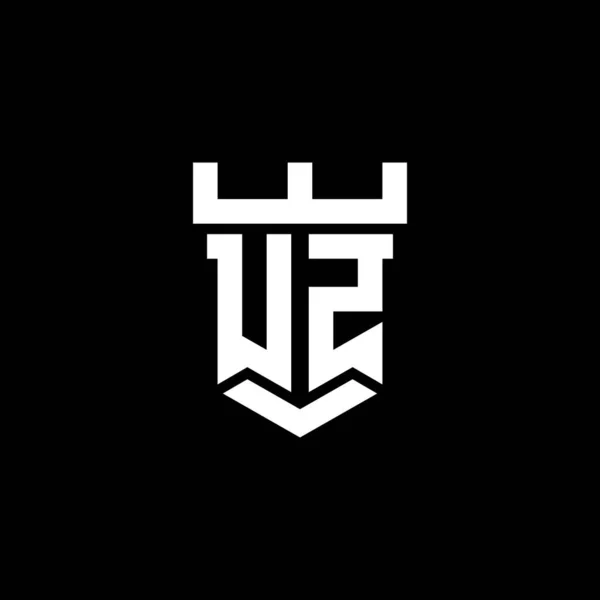 Początkowy Monogram Logo Szablonem Kształcie Zamku Odizolowany Czarnym Tle — Wektor stockowy