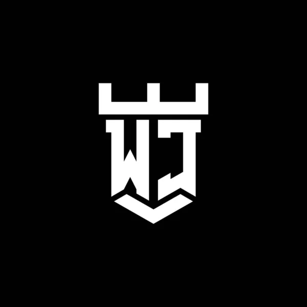 Logo Počáteční Monogram Designem Tvaru Hradu Šablona Izolované Černém Pozadí — Stockový vektor