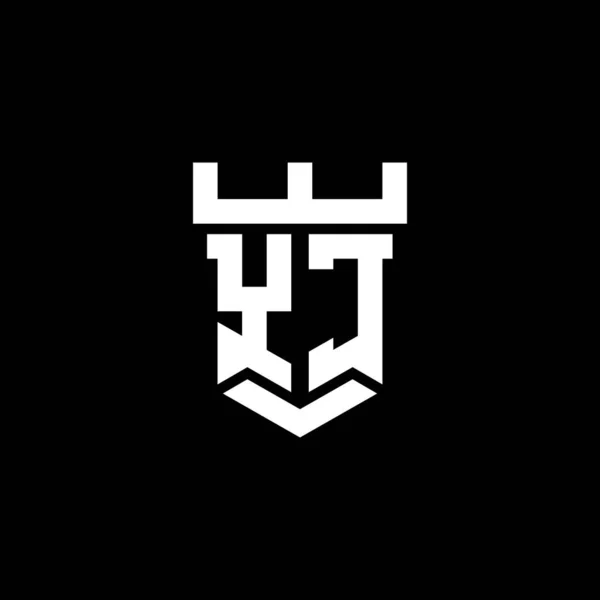 Yc标志的初始主题与城堡形状设计模板隔离在黑色背景 — 图库矢量图片
