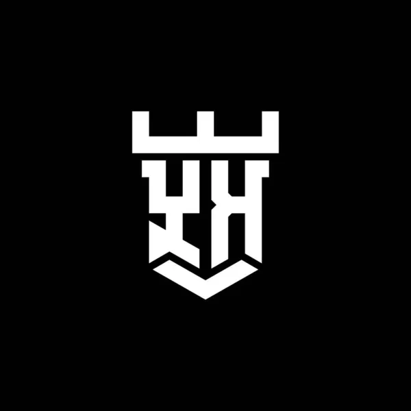 Yk标志首字母 带有城堡形状设计模板 背景为黑色 — 图库矢量图片