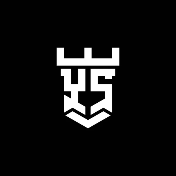 黒の背景に隔離された城の形のデザインテンプレートとYsのロゴ初期のモノグラム — ストックベクタ