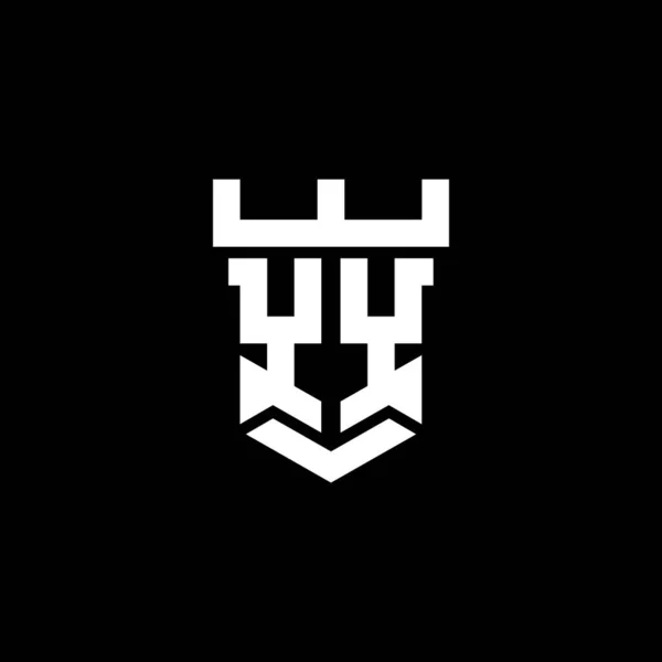 黒の背景に隔離された城の形状スタイルのデザインテンプレートとYyのロゴ初期のモノグラム — ストックベクタ