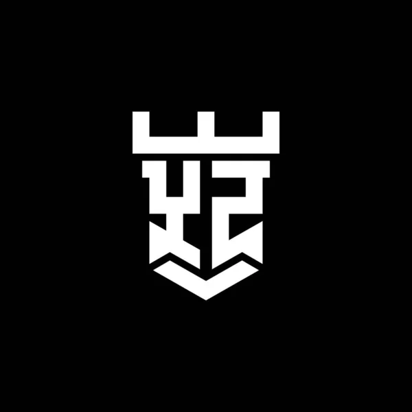 Kale Şekli Tasarım Şablonu Siyah Arkaplanda Izole Edilmiş Ilk Logosu — Stok Vektör