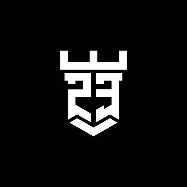 黒い背景に隔離された城の形状スタイルのデザインテンプレートとZeのロゴ初期のモノグラム — ストックベクタ