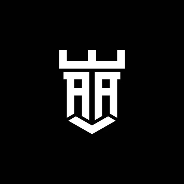 Aa标识首字母 带有城堡形状设计模板 在黑色背景中隔离 — 图库矢量图片