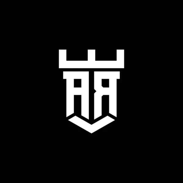 Ar标志首字母 带有城堡形状设计模板 在黑色背景中隔离 — 图库矢量图片