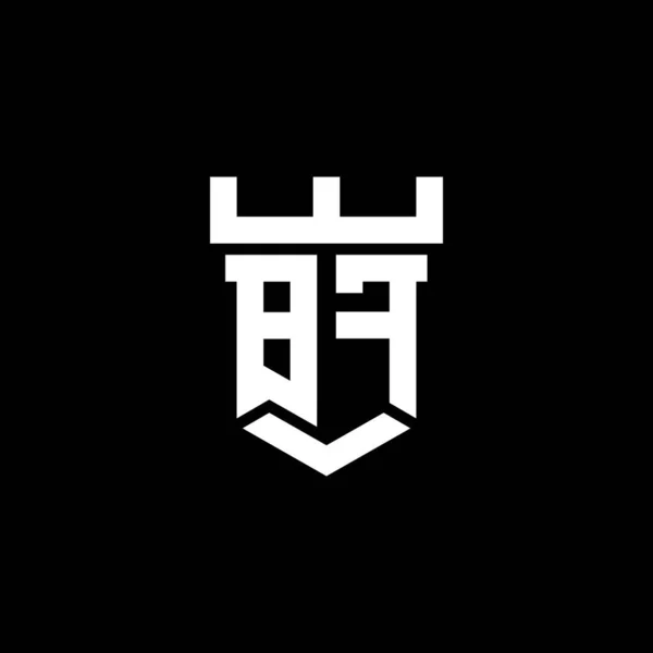黒の背景に隔離された城の形状スタイルのデザインテンプレートとBfのロゴ初期のモノグラム — ストックベクタ