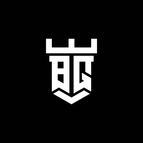 Первоначальная Монограмма Логотипа Шаблоном Оформления Замка Черном Фоне — стоковый вектор