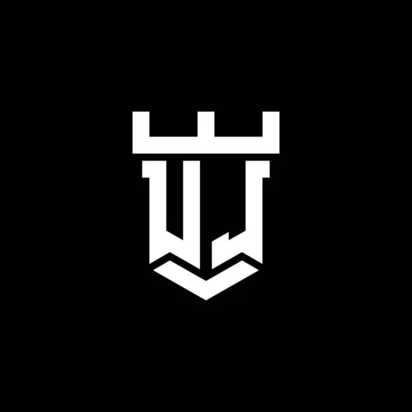 Logo Initial Monogramm Mit Burgform Design Vorlage Isoliert Schwarzem Hintergrund — Stockvektor
