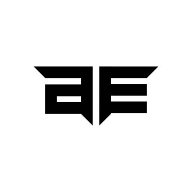 Beyaz arkaplanda izole edilmiş basit modern şekil tasarım şablonu olan AE Monogram logo harfi