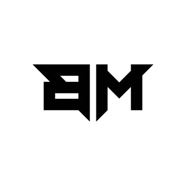 BM Monogram logo harfi basit modern biçim tasarım şablonu vektörü beyaz arkaplan üzerinde izole