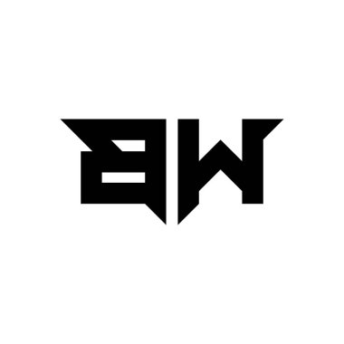 Beyaz arkaplanda izole edilmiş basit modern şekil tasarım şablonu olan BW Monogram logo harfi