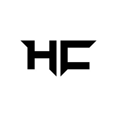 Beyaz arkaplanda izole edilmiş basit modern biçim tasarım şablonu olan HC Monogram logo harfi