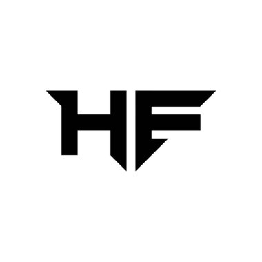 Beyaz arkaplanda izole edilmiş basit modern biçim tasarım şablonu olan HF Monogram logo harfi