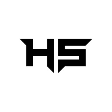 Beyaz arkaplanda izole edilmiş basit modern şekil tasarım şablonu olan HS Monogram logo harfi