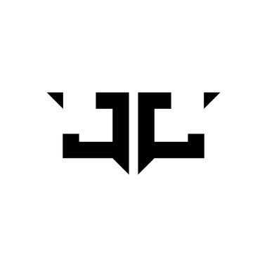 Beyaz arkaplanda izole edilmiş basit modern biçim tasarım şablonu olan JJ Monogram logo harfi