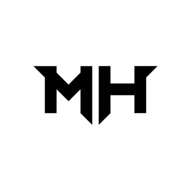 Beyaz arkaplanda izole edilmiş basit modern biçim tasarım şablonu olan MH Monogram logo harfi