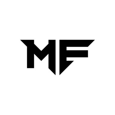 Beyaz arkaplanda izole edilmiş basit modern biçim tasarım şablonu olan MF Monogram logo harfi