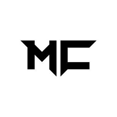 Beyaz arkaplanda izole edilmiş basit modern biçim tasarım şablonu olan MC Monogram logo harfi