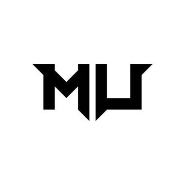 Beyaz arkaplanda izole edilmiş basit modern biçim tasarım şablonu olan MU Monogram logo harfi