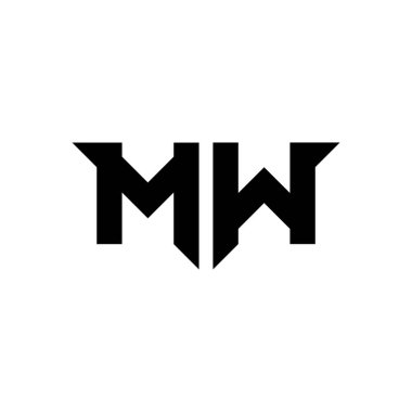 MW Monogram logo harfi, beyaz arkaplanda izole edilmiş basit modern biçim tasarım şablonu
