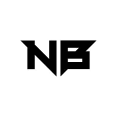 Beyaz arkaplanda izole edilmiş basit modern biçim tasarım şablonu olan NB Monogram logo harfi