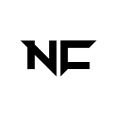 Beyaz arkaplanda izole edilmiş basit modern biçim tasarım şablonu olan NC Monogram logo harfi