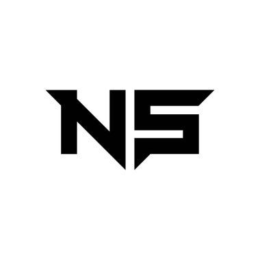 Beyaz arkaplanda izole edilmiş basit modern biçim tasarım şablonu olan NS Monogram logo harfi