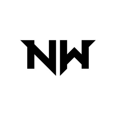Beyaz arkaplanda izole edilmiş basit modern biçim tasarım şablonu olan NW Monogram logo harfi