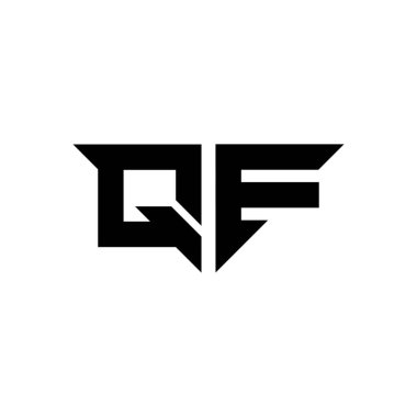 Beyaz arkaplanda izole edilmiş basit modern şekil tasarım şablonu olan QF Monogram logo harfi