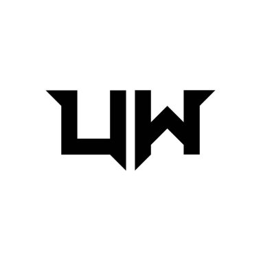 Beyaz arkaplanda izole edilmiş basit modern biçim tasarım şablonu olan UW Monogram logo harfi