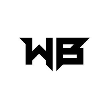Beyaz arkaplanda izole edilmiş basit modern şekil tasarım şablonu olan WB Monogram logo harfi