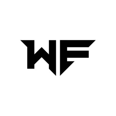 Beyaz arkaplanda izole edilmiş basit modern biçim tasarım şablonu olan WF Monogram logo harfi