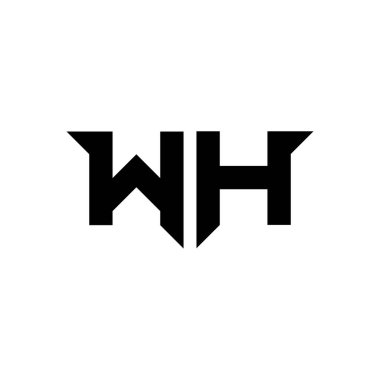 Beyaz arkaplanda izole edilmiş basit modern şekil tasarım şablonu olan WH Monogram logo harfi