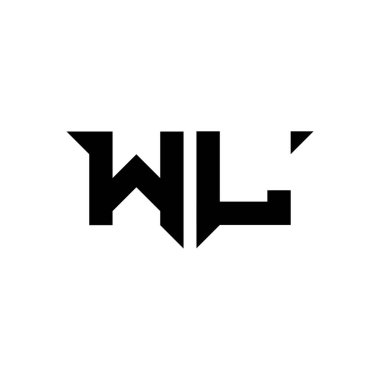 Beyaz arkaplanda izole edilmiş basit modern şekil tasarım şablonu olan WL Monogram logo harfi