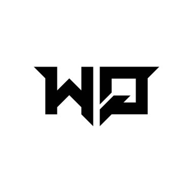 Beyaz arkaplanda izole edilmiş WQ Monogram logo harfi ve basit modern biçim tasarım şablonu