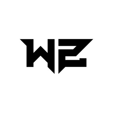 Beyaz arkaplanda izole edilmiş WZ Monogram logo harfi basit modern şekil tasarım şablonu