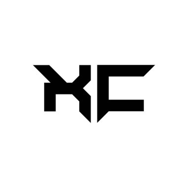 Beyaz arkaplanda izole edilmiş basit modern biçim tasarım şablonu olan XC Monogram logo harfi