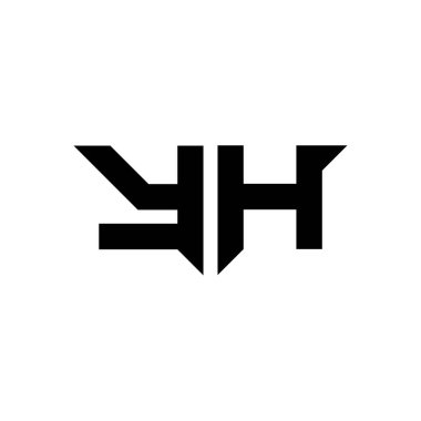 Beyaz arkaplanda izole edilmiş basit modern biçim tasarım şablonu olan YH Monogram logo harfi