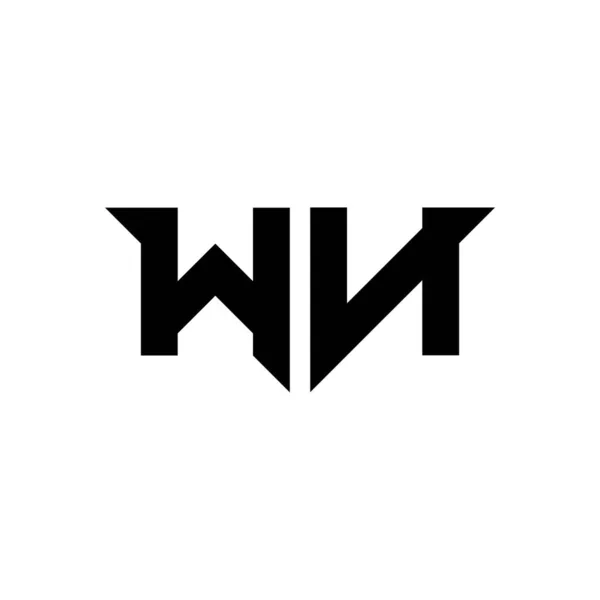 白の背景に隔離されたシンプルな現代的な形状のスタイルのデザインテンプレートベクトルとWnのモノグラムロゴの手紙 — ストックベクタ