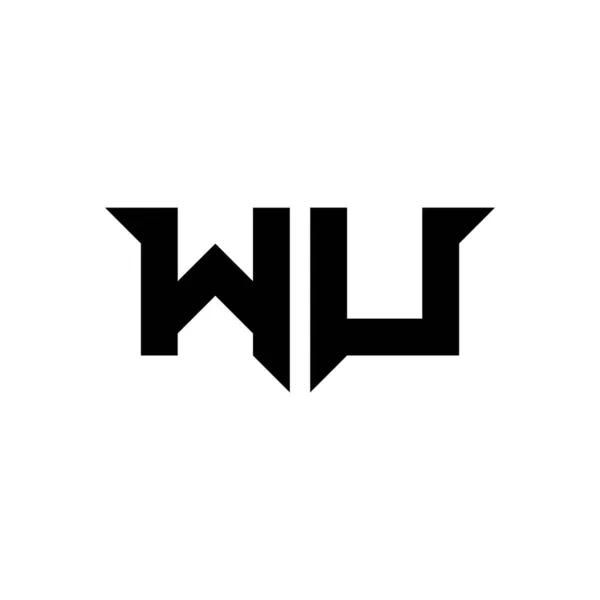白の背景に隔離されたシンプルな現代的な形状のスタイルのデザインテンプレートベクトルとWuのモノグラムロゴの手紙 — ストックベクタ
