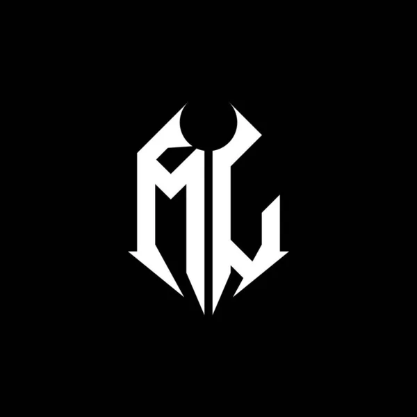 黒い背景に金属形状スタイルデザインテンプレートとMjモノグラムロゴの手紙 レタリング金属 音楽やゲームのための金属文字 — ストックベクタ
