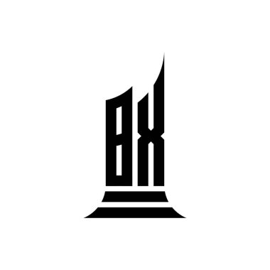 BX Monogram logo harfi beyaz arkaplan, emlak mülkü, mimari logo harf oluşturma üzerine izole edilmiş şekil tasarımı.