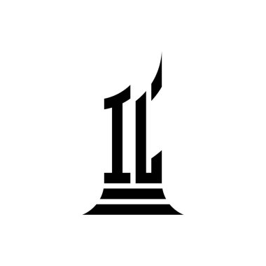 Beyaz zemin, emlak mülkü, mimar logo harfi oluşturma üzerine izole edilmiş bina biçimi tasarımı içeren IL Monogram logo harfi.
