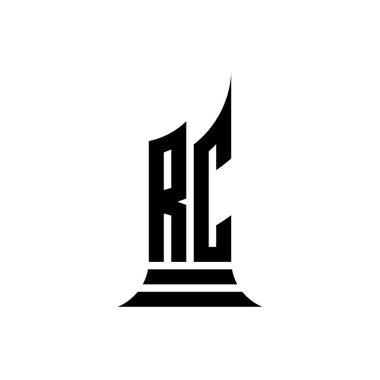 RC Monogram logo harfi beyaz arka planda izole edilmiş bina biçimi tasarımı, emlak mülkü, mimari logo harf oluşturma.