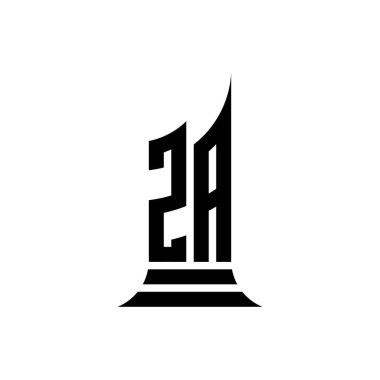 ZA Monogram logo harfi beyaz arkaplan, emlak mülkü, mimari logo harf oluşturma üzerine izole edilmiş şekil tasarımı.