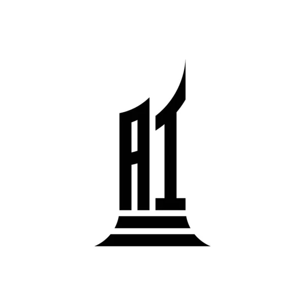 Monogram Logo Lettre Avec Conception Style Forme Bâtiment Isolé Sur — Image vectorielle