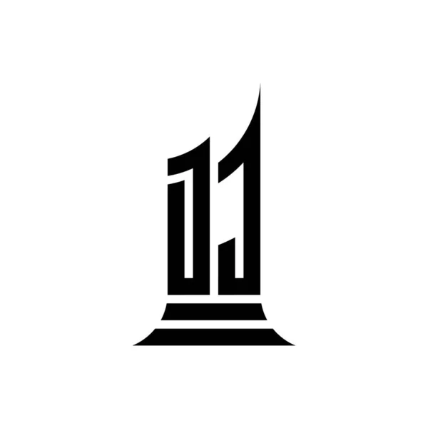 Monograma Logotipo Letra Com Design Estilo Forma Edifício Isolado Fundo — Vetor de Stock