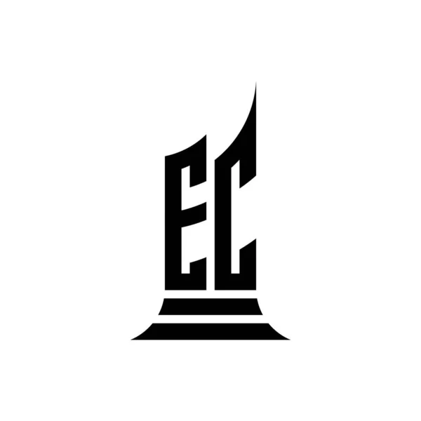 白色背景 拱门标志 建筑风格设计隔离的Ec简写标识字母 — 图库矢量图片