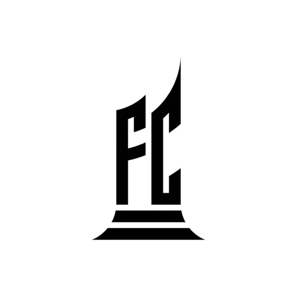 具有建筑造型设计的Fc字母组合标识字母 独立于白色背景 房地产 拱门标识字母建筑 — 图库矢量图片